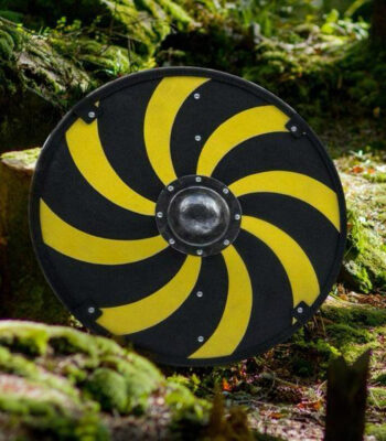 Black & Yellow Spiral Viking Shield
