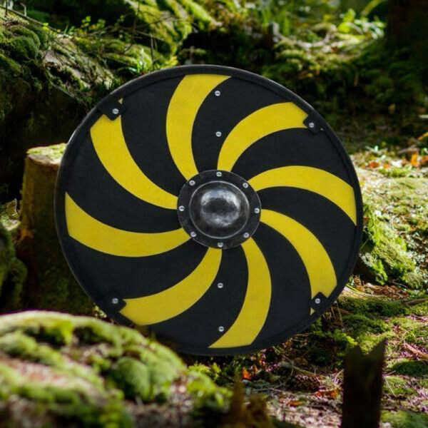 Black & Yellow Spiral Viking Shield