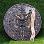 Carved Fenrir Wolf Viking Shield - Image 2