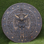 Carved Fenrir Wolf Viking Shield