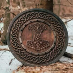 carved thor hammer viking shield