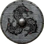 Handicrafted Medieval Wooden Fenrir Grey Wolf Shield