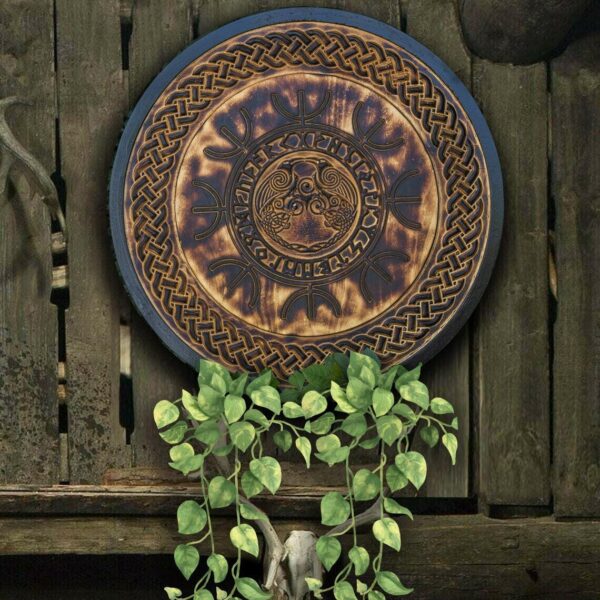 Hugin and Munin Raven Carved Symbols Viking Shield