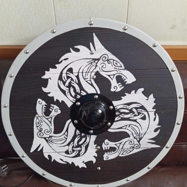 Medieval Fenrir Grey White Wolf Viking Shield
