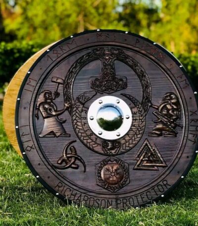 Medieval Viking LARP Warrior Wood And Steel Dragon Round