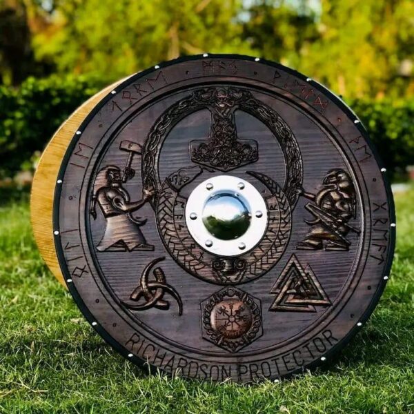 Medieval Viking LARP Warrior Wood And Steel Dragon Round