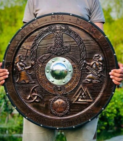 Valknut Thor Mjolnir Helm of Awe The Triple Horn Viking Warrior Shield