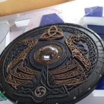 Viking Shield With Carved Norse Runic Ornaments