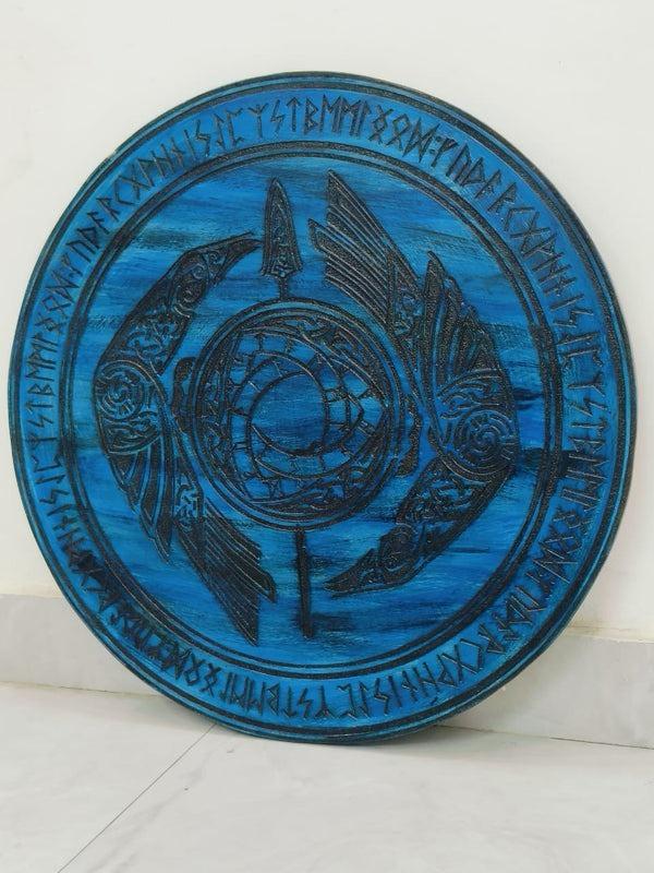 Viking Wooden Shield Hand Painted Norse Decor Viking Wooden Shield Hand Painted Norse Decor