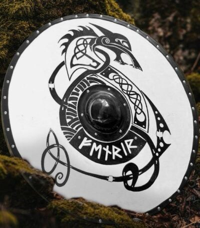 Wolf Design Hand Painted Viking Shield