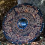 Red Round Battle Shield With Dragon Art For LARP and Decor