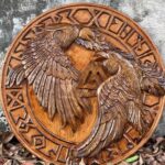 Viking Wooden Shield Carving Bird Design Shield
