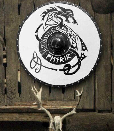 Viking wooden shield wolf design hand painted