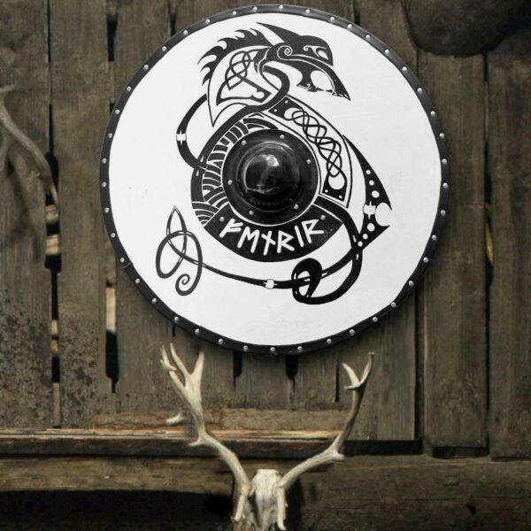 Viking wooden shield wolf design hand painted
