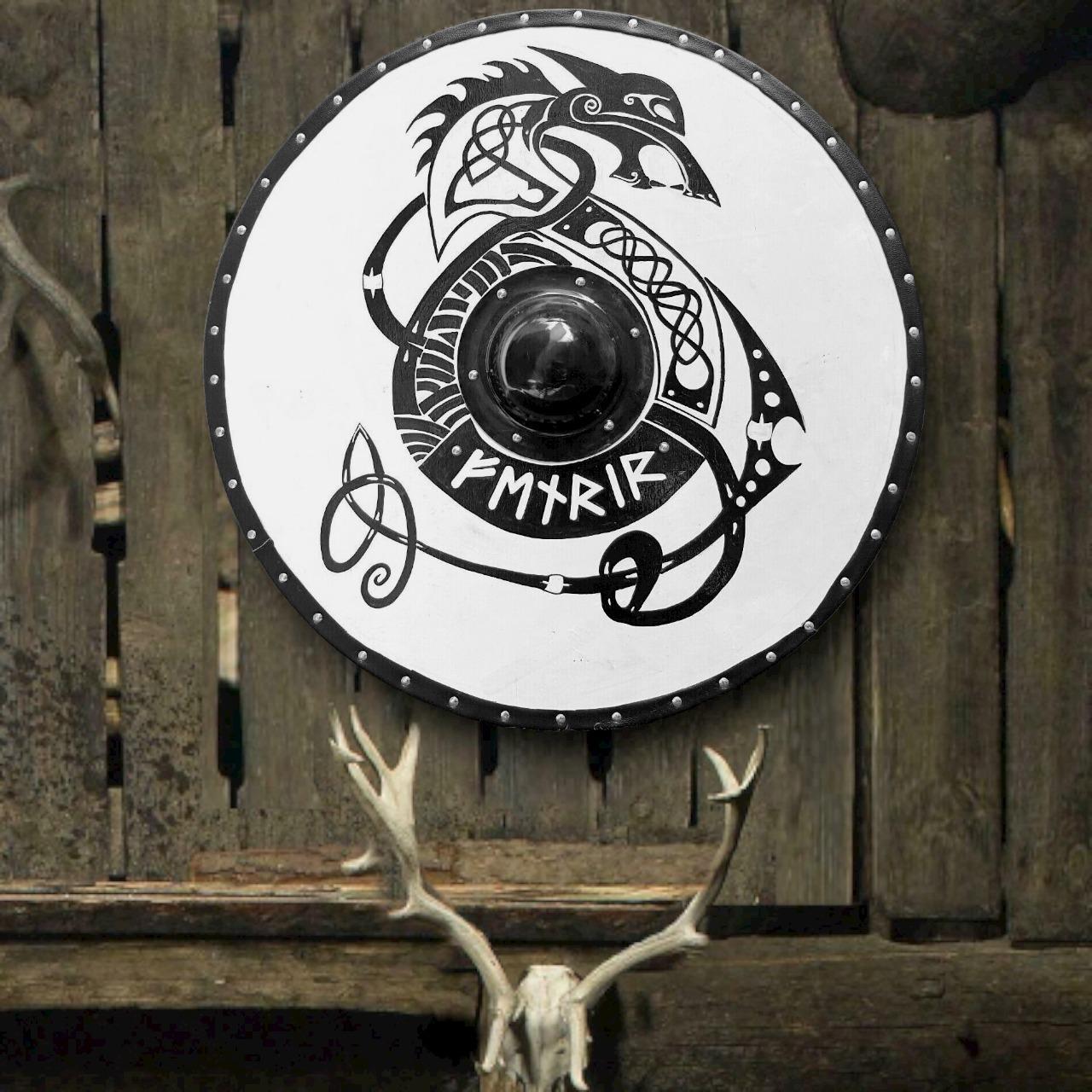 Viking wooden shield wolf design hand painted Viking wooden shield wolf design hand painted