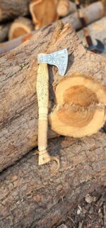 Hand Forged Viking Axe – Carbon Steel Blade with Ash Wood Handle and Leather Sheath, Camping, Hunting, Outdoor Hatchet Valhalla Ax, Medieval Axe, Authentic Norse Axe, Historical Gift for Men