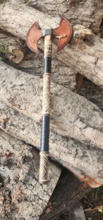 Generic Custom Handmade Carbon Steel Double-Headed Axe, Viking Medieval Warrior Axe with Leather Sheath, Double Sided Axe, Double Headed Axe, Best for Hunting, Camping and Gift for Loved Ones - Image 4