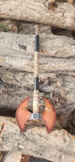 Generic Custom Handmade Carbon Steel Double-Headed Axe, Viking Medieval Warrior Axe with Leather Sheath, Double Sided Axe, Double Headed Axe, Best for Hunting, Camping and Gift for Loved Ones - Image 5