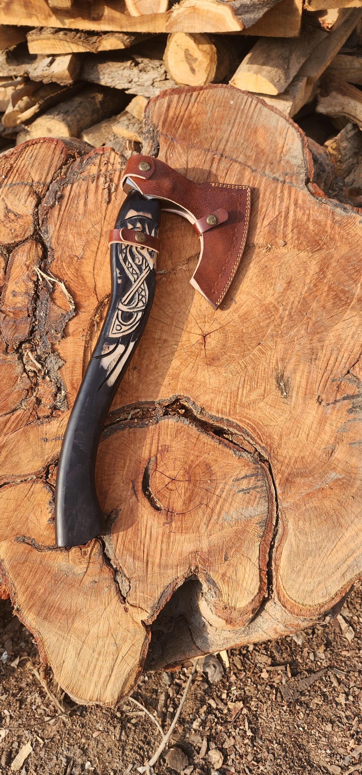 handmade Fenrir Viking Axe Fenrir Viking Axe Handmade, Nordic Wolf Axe with Sheath - Image 1
