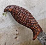 Brown-Damascus Steel Viking Feather Knife