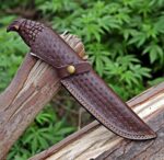 Brown Damascus Steel Viking Feather Knife - Image 2