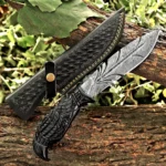 Custom Damascus Steel Viking Feather Knife - Image 2